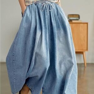 Casual Blue Wide Leg Jeans for Women